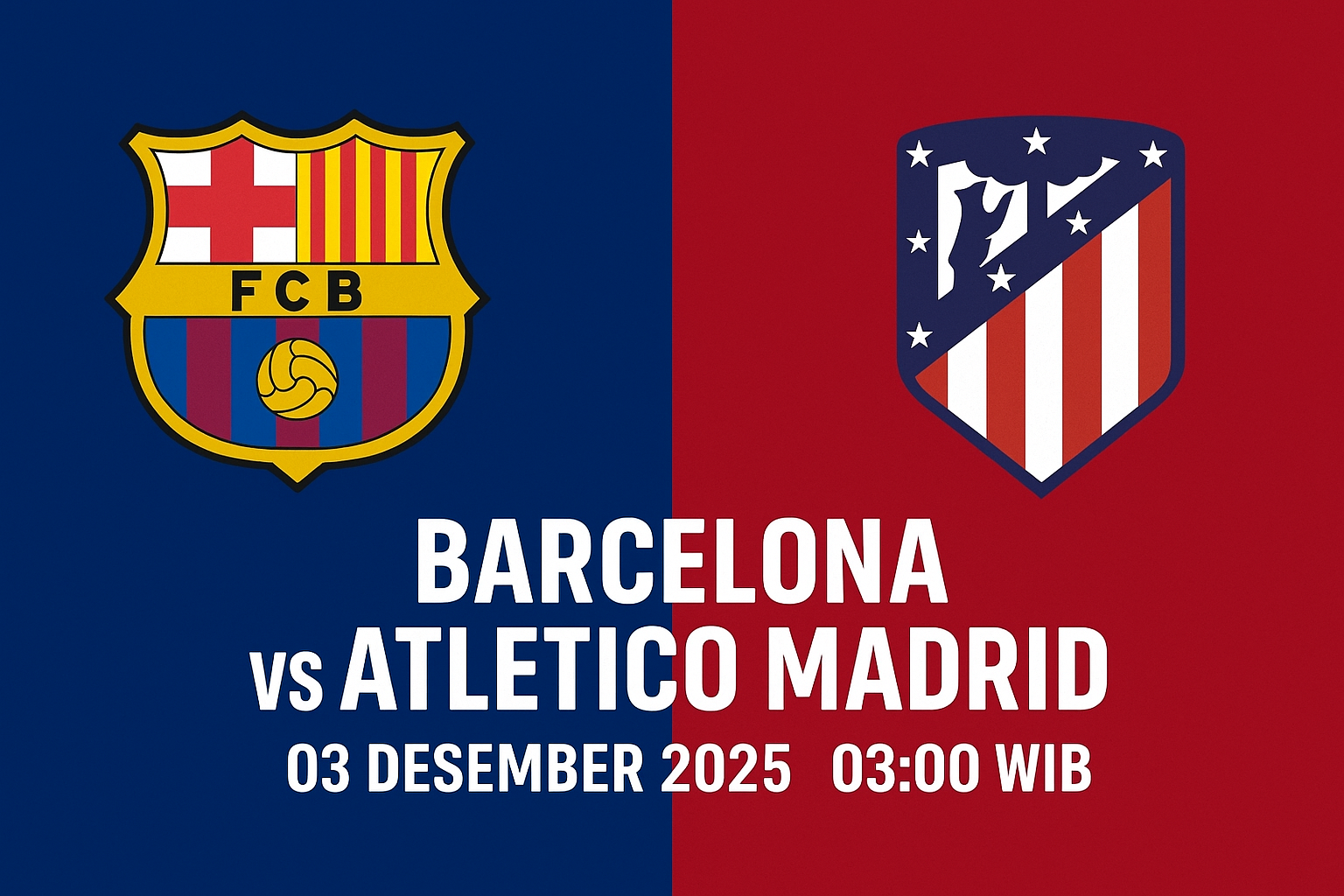 Pertandingan Barcelona vs Atletico Madrid 03 Desember 2025